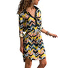 Image of Long Sleeve Shirt Dress 2019 Summer Boho Beach Dresses Women Casual Striped Print A-line Mini Party Dress Vestidos