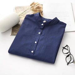 Long Sleeve White Blue Womens Oxford Shirts Plus Size