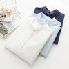 Image of Long Sleeve White Blue Womens Oxford Shirts Plus Size