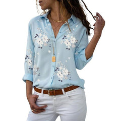 Long Sleeve Women Blouses  Plus Size Turn-down Collar Blouse Shirt