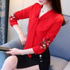 Image of Long sleeve embroidery chiffon blouse women's and blouses shirt