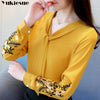 Image of Long sleeve embroidery chiffon blouse women's and blouses shirt