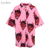 Image of Summer Women Blouse Punk Gothic Casual Loose Short Sleeve Shirt Female