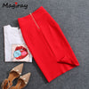 Image of Magiray High Waist Elastic Pencil Skirt Female Bodycon Skirts Womens Summer 2019 Knee Length Back Split Ladies Office Saia C571