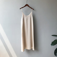 Mooirue Spring 2019 Woman Tank Dress Casual Satin Sexy Camisole Elastic Female Home Beach Dresses