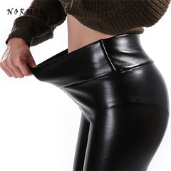 Women Faux Leather Leggings Winter Keep Warm High Waist