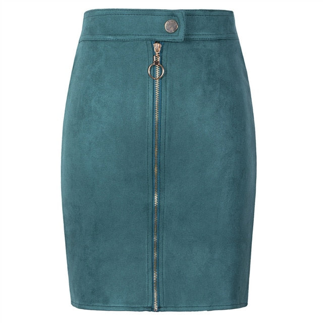 Neophil Women Suede Mini Pencil Skirts Female Vintage Style 2019 Winter Front Zipper Button Ladies Short Skirts Tutu Saia S1911