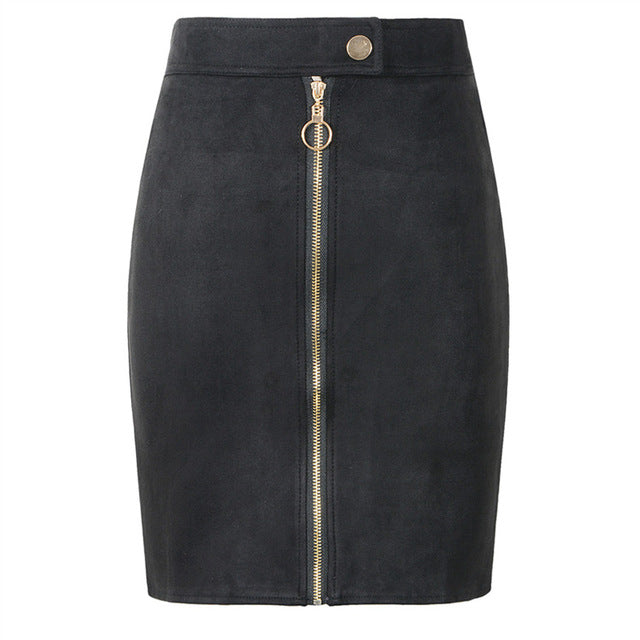 Neophil Women Suede Mini Pencil Skirts Female Vintage Style 2019 Winter Front Zipper Button Ladies Short Skirts Tutu Saia S1911