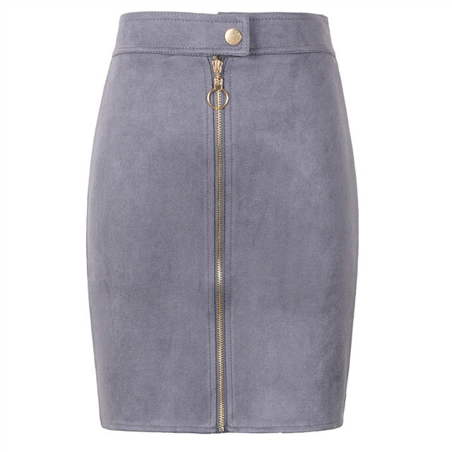 Neophil Women Suede Mini Pencil Skirts Female Vintage Style 2019 Winter Front Zipper Button Ladies Short Skirts Tutu Saia S1911