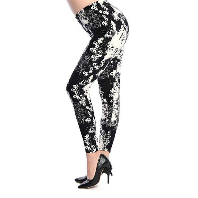 Print Flower Leggings for Plus Size
