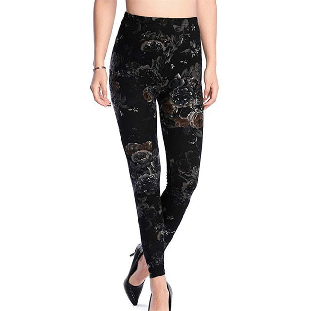 Print Flower Leggings for Plus Size