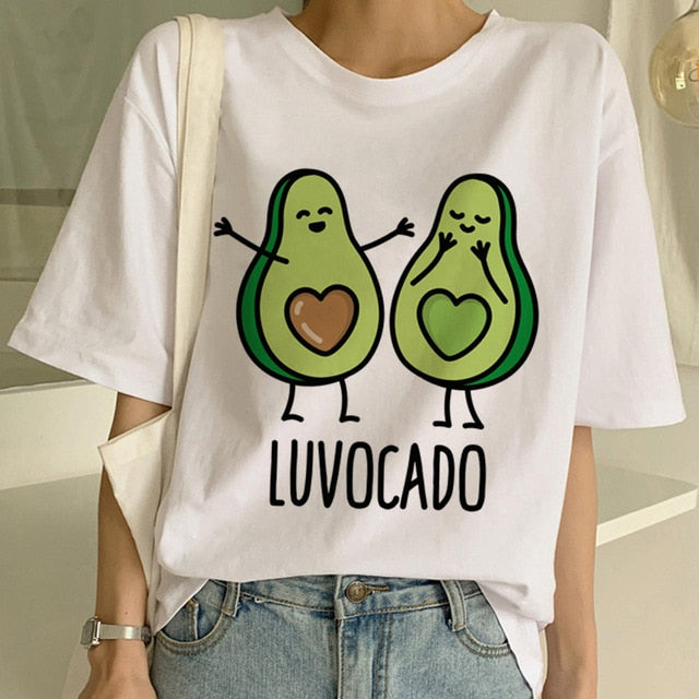 Short Sleeve New Avocado Shirt Vegan T Shirt Women Harajuku Kawaii