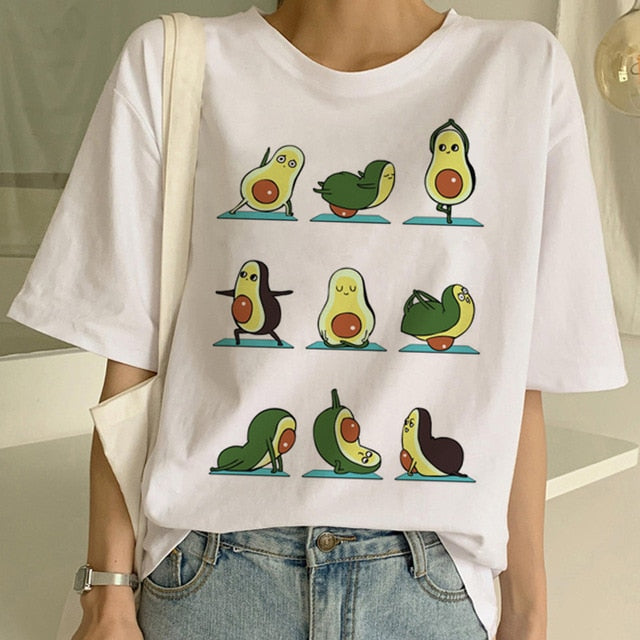 Short Sleeve New Avocado Shirt Vegan T Shirt Women Harajuku Kawaii