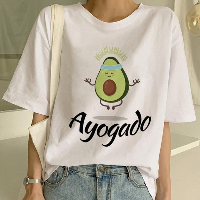 Short Sleeve New Avocado Shirt Vegan T Shirt Women Harajuku Kawaii