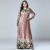 Image of New Winter Velvet Maxi Long Dresses Elegant Gold Stamping Floral Printing Muslim Dress BLUE PINK GREEN M - 4XL