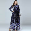 Image of New Winter Velvet Maxi Long Dresses Elegant Gold Stamping Floral Printing Muslim Dress BLUE PINK GREEN M - 4XL