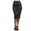 Image of Newly Women High Waist Faux Leather Pencil Skirt Bodycon Skirt Solid Sexy OL Office Skirts