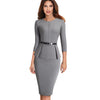 Image of Nice-forever Vintage Elegant Wear to Work with Belt Peplum vestidos Business Party Bodycon Office Career Women Dress B473