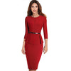 Image of Nice-forever Vintage Elegant Wear to Work with Belt Peplum vestidos Business Party Bodycon Office Career Women Dress B473