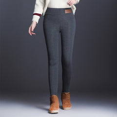 New Fashion High Waist Autumn Winter Women Thick Warm Elastic Pants