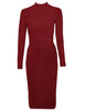 Image of Turtleneck Rayon Long Sleeve Bandage Dress High Quality Ribbed Womens