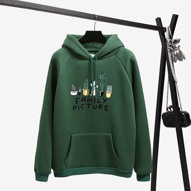 Long Sleeves Letter Harajuku Print  Light Pink Pullovers O-neck Women's Hooded Sweatshirt Tops