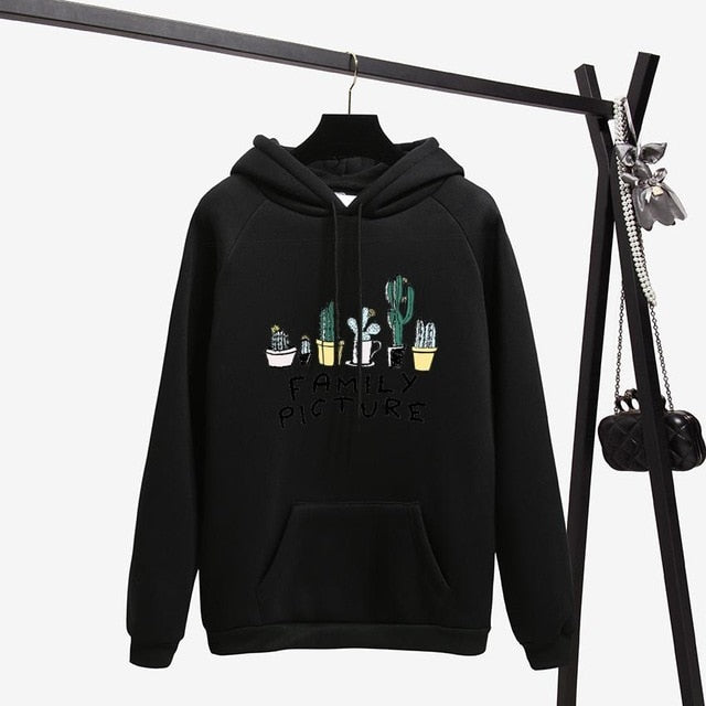Long Sleeves Letter Harajuku Print  Light Pink Pullovers O-neck Women's Hooded Sweatshirt Tops