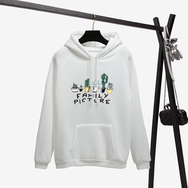 Long Sleeves Letter Harajuku Print  Light Pink Pullovers O-neck Women's Hooded Sweatshirt Tops
