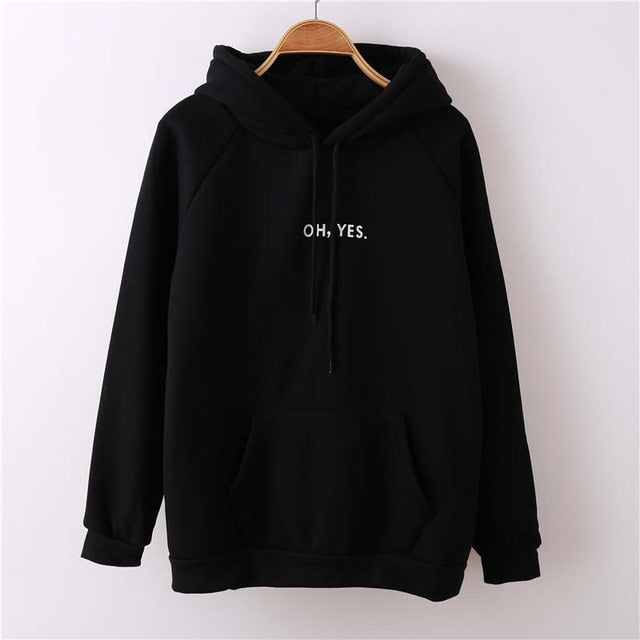 Long Sleeves Letter Harajuku Print  Light Pink Pullovers O-neck Women's Hooded Sweatshirt Tops