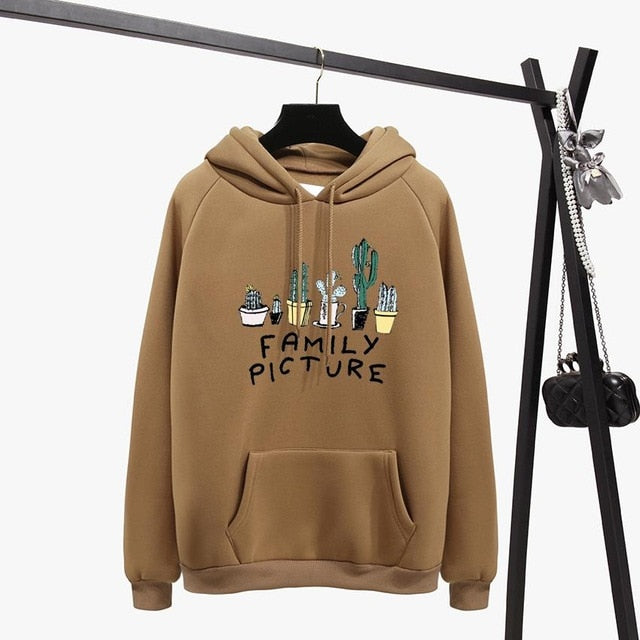 Long Sleeves Letter Harajuku Print  Light Pink Pullovers O-neck Women's Hooded Sweatshirt Tops