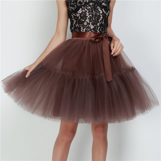 Petticoat 5 Layers 60cm Tutu Tulle Skirt Vintage Midi Pleated Skirts