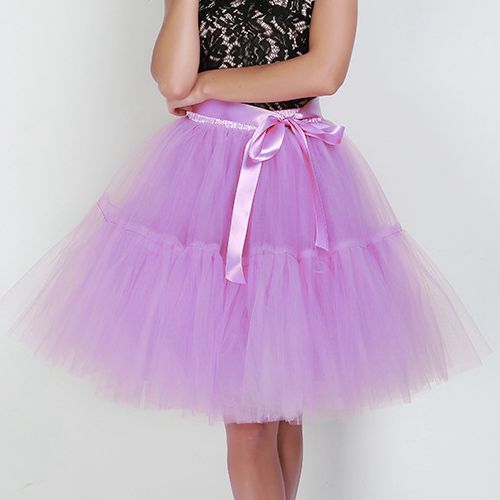 Petticoat 5 Layers 60cm Tutu Tulle Skirt Vintage Midi Pleated Skirts