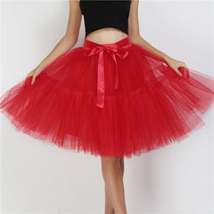 Petticoat 5 Layers 60cm Tutu Tulle Skirt Vintage Midi Pleated Skirts