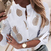 Image of Pineapple Blouse Women's Shirt Ananas White Long Sleeve Blouses Woman