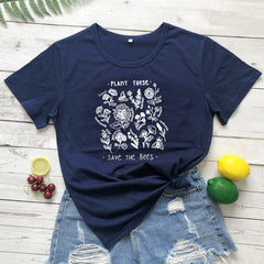 Plant These Harajuku Tshirt Women Causal Save The Bees T-shirt Cotton