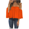 Image of Plus Size 5XL  2020 Summer T-shirt Women Sexy Chiffon Off Shoulder Shirts