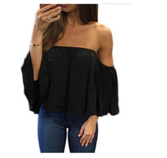 Plus Size 5XL  2020 Summer T-shirt Women Sexy Chiffon Off Shoulder Shirts