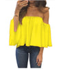 Image of Plus Size 5XL  2020 Summer T-shirt Women Sexy Chiffon Off Shoulder Shirts