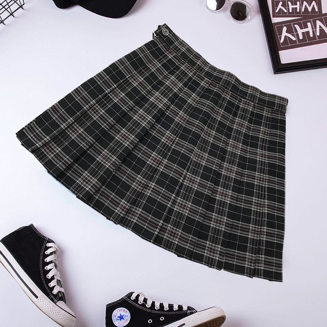 Plus Size Harajuku Short Skirt New Korean Plaid Skirt