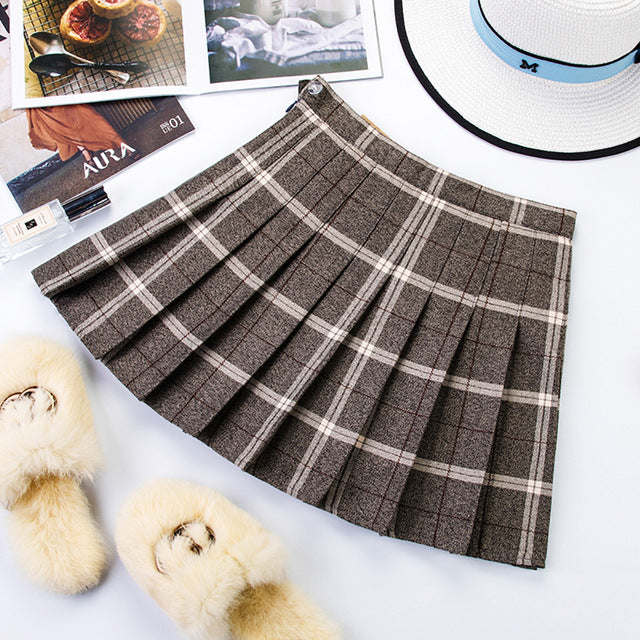 Plus Size Harajuku Short Skirt New Korean Plaid Skirt Women Zipper