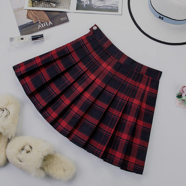 Plus Size Harajuku Short Skirt New Korean Plaid Skirt