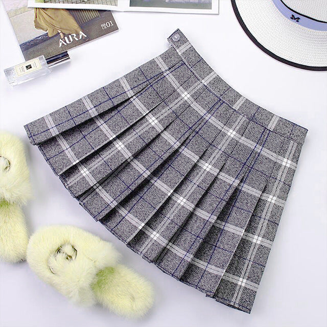 Plus Size Harajuku Short Skirt New Korean Plaid Skirt Women Zipper