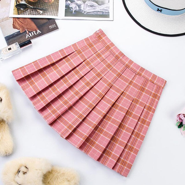 Plus Size Harajuku Short Skirt New Korean Plaid Skirt