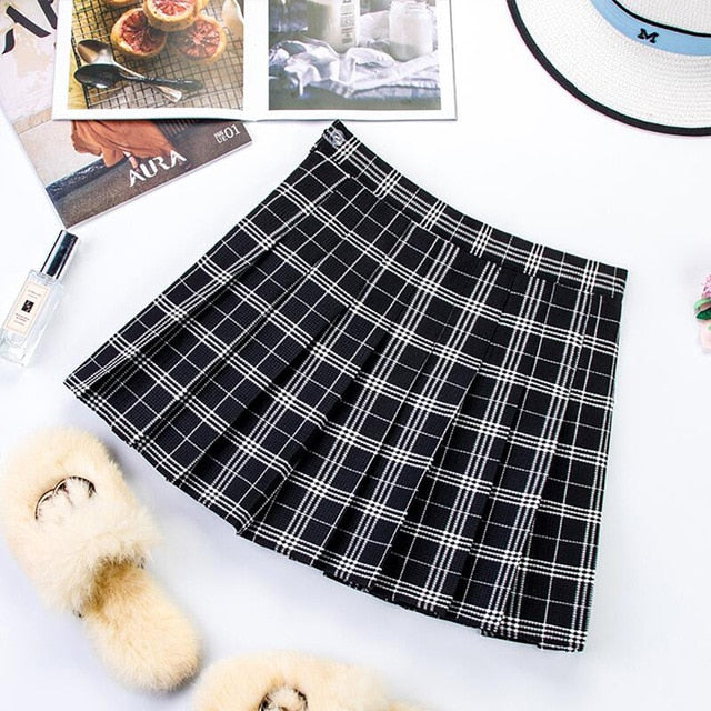 Plus Size Harajuku Short Skirt New Korean Plaid Skirt