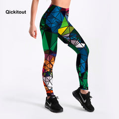 Women's Diamond Color Stitching Leggings Digital Print Pants
