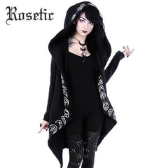 Rosetic Hoodies  Gothic Casual Cool Chic Black Plus Size Women Sweatshirts