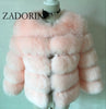 Image of S-3XL Mink Coats Women Winter Top Fashion Pink FAUX Fur Coat Elegant