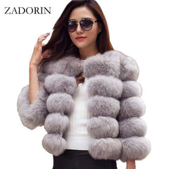 S-3XL Mink Coats Women Winter Top Fashion Pink FAUX Fur Coat Elegant