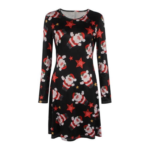S-5XL Plus Size Tunic Autumn Women Dresses Casual Cartoon Print