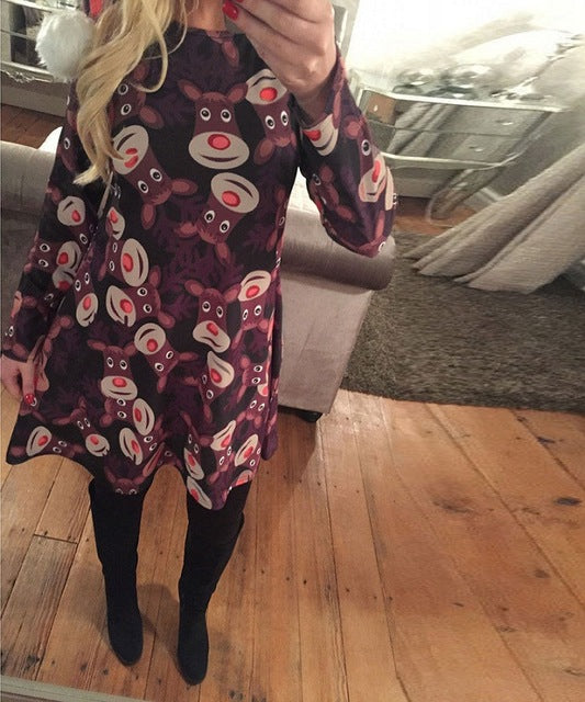 S-5XL Plus Size Tunic Autumn Women Dresses Casual Cartoon Print